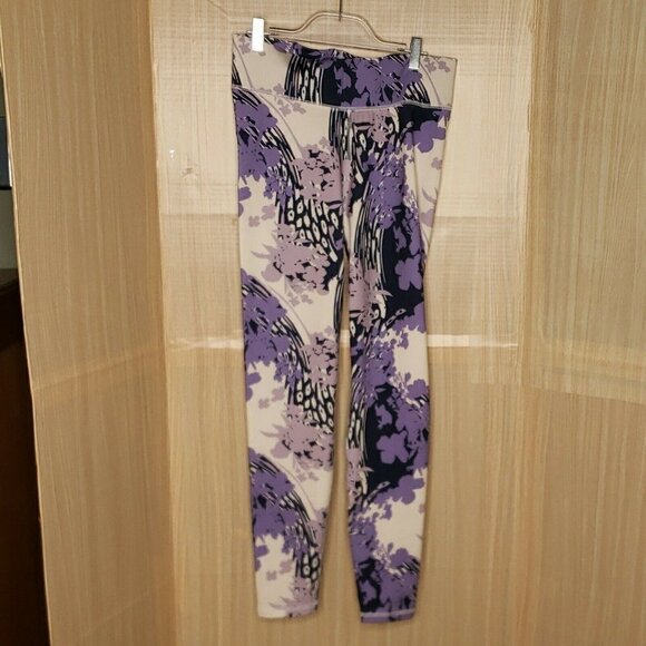 Roaman's Purple Floral Athletic Leggings 12 - Picture 3 of 8